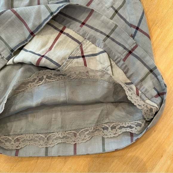 Edme‎ & Esyllte Womens Skirt 2 Anthropologie Gray Plaid Lace Lined Preppy - Picture 7 of 11